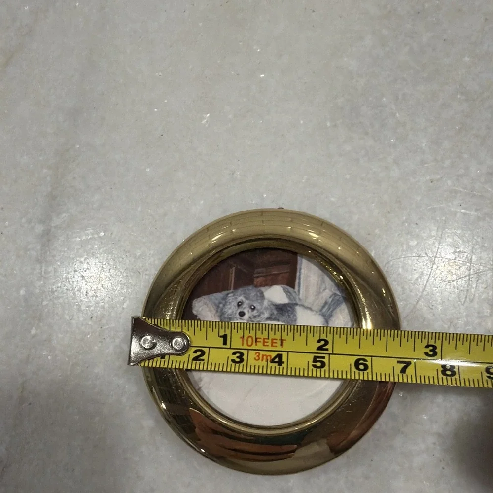 Mini Brass Round Picture Frame 3in